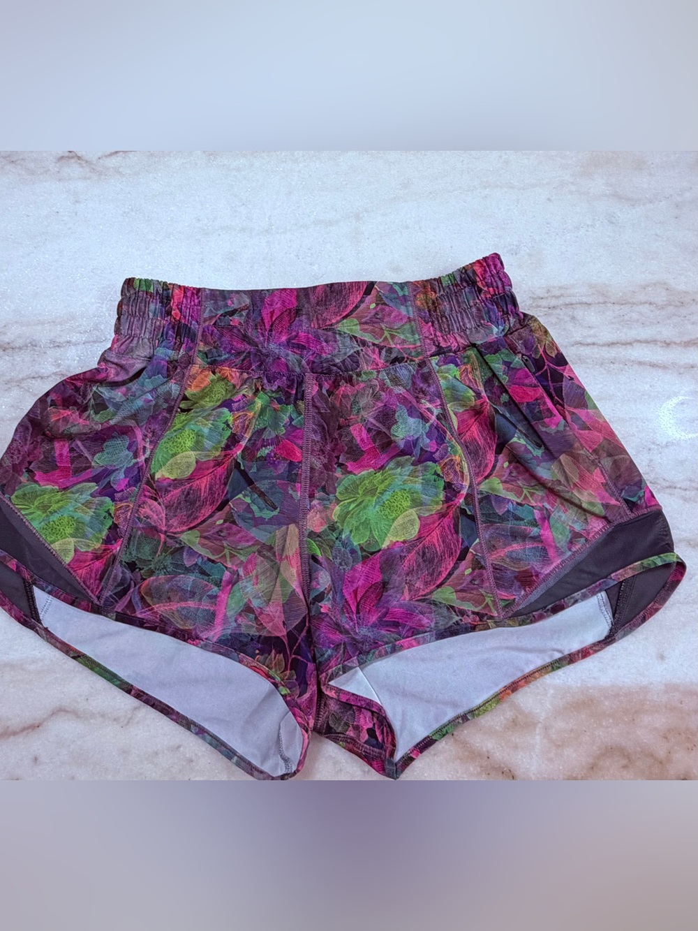 Lululemon Hottie Hot 2” shorts in *Vivid Floral Tone Multi / Graphite Grey*